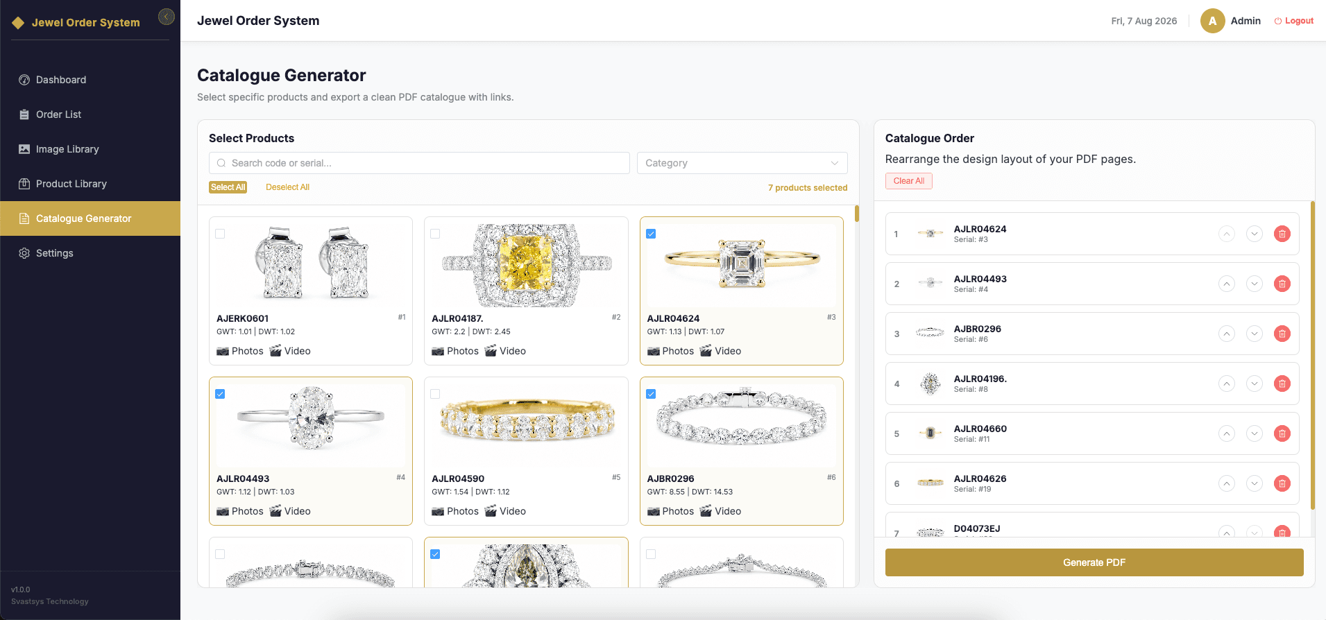 Arnica Jewels — Digital Catalog & Order Automation System Interface view 6